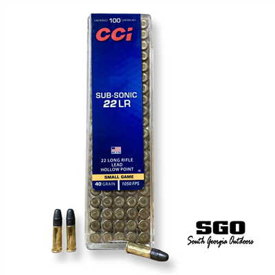 CCI SUBSONIC  22LR 40GR LEAD HOLLOW POINT 1050 FPS 100 ROUND BOX