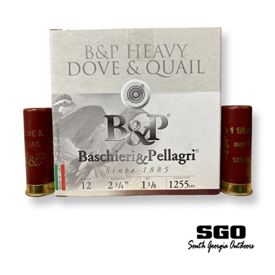 BASCHIERI & PELLAGRI HEAVY DOVE & QUAIL 12 GAUGE 2 3/4 IN. #8 SHOT 1 1/8 OZ. 1255 FPS 250 ROUND CASE