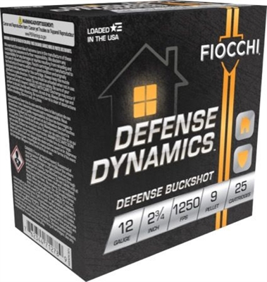 FIOCCHI DEFENSE DYNAMICS 12 GAUGE 2-3/4'' DEFENSE BUCKSHOT 250 ROUNDS