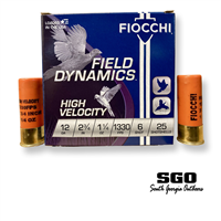 FIOCCHI FIELD DYNAMICS HIGH VELOCITY 12 GA. 2 3/4'' 1 1/4OZ. 1330 FPS #6 SHOT 250 ROUND CASE