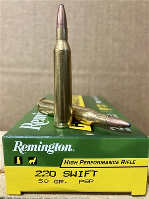 REMINGTON HIGH PERFORMANCE RIFLE 220 SWIFT 50 GR. PSP 20 ROUND BOX