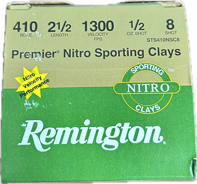 REMINGTON 410 PREMIER NITRO 2 1/2" 1300 FPS 1/2OZ #8 SHOT 25 ROUND BOX