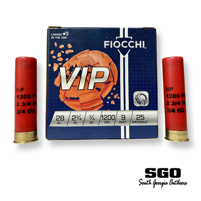 FIOCCHI VIP TARGET 28 GA 2-3/4'' 3/4 OZ 1200 FPS #9 SHOT 28VIP9 250 ROUND CASE