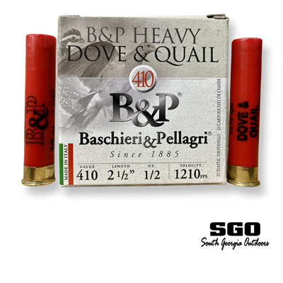 BASCHIERI & PELLAGRI 410 GAUGE DOVE & QUAIL 1/2 OZ 2-1/2 IN 1210 FPS 7.5-SHOT 250 ROUND CASE