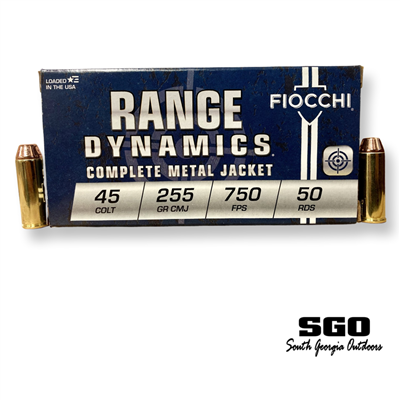 FIOCCHI RANGE DYNAMICS 45 COLT 255 GR. CMJ 750 FPS 50 ROUND BOX