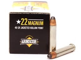 Armscor 22 Magnum 40gr JHP 50 RND BOX NICKEL CASINGS *BLOWOUT*