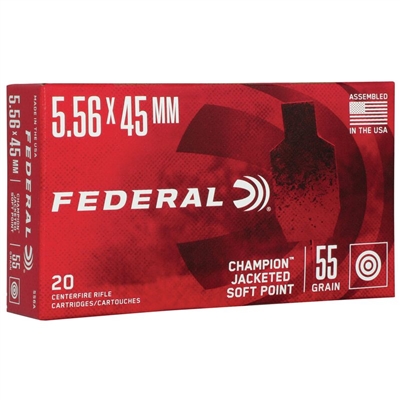 FEDERAL CHAMPION 5.56X45 JACKETED SOFT POINT BRASS 20 ROUNDS