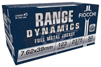 FIOCCHI RANGE DYNAMICS 7.62X39MM BRASS 123 GR FMJ 2375 FPS 50 ROUNDS