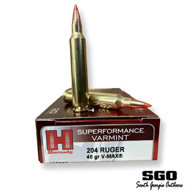 HORNADY 204 RUGER 40GR VMAX SUPERFORMANCE 20 RND BOX