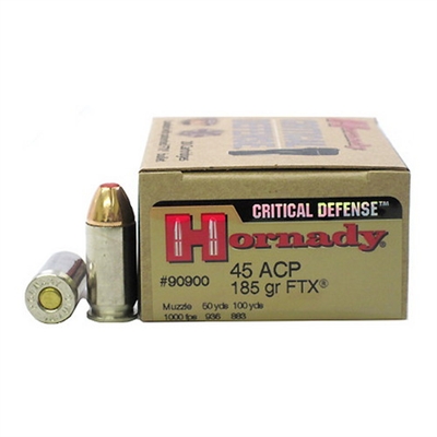 HORNADY CRITICAL DEFENSE 45 AUTO 185 GR FTX 20 RND BOX