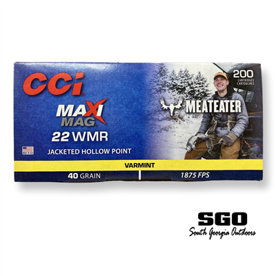CCI MAXI MAG MEATEATER 22 WMR 40 GR. JACKETED HOLLOLW POINT 1875 FPS 200 ROUND BOX