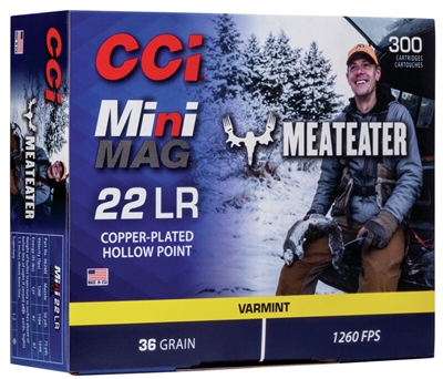 CCI MINI MAG 22LR MEATEATER 36GR COPPER PLATED HOLLOW POINT 300 ROUNDS