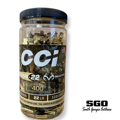 CCI CLEAN-22 22LR 40 GR 1235 FPS POLY-COATED LEAD REALTREE 400 ROUNDS