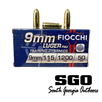 FIOCCHI 9MM LUGER 115GR BRASS FMJ 50 ROUNDS