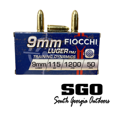 FIOCCHI 9MM LUGER 115GR BRASS FMJ 50 ROUNDS