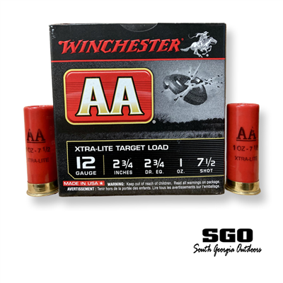 WINCHESTER AA XTRA-LITE TARGET LOAD 12 GA. 2 3/4'' 1180 FPS 1 OZ. #7.5 SHOT 250 ROUND CASE