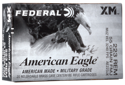 FEDERAL AMERICAN EAGLE 223 REM 55gr FMJ BT BRASS 20 ROUNDS