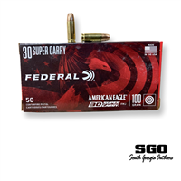 FEDERAL 30 SUPER CARRY 100 GRAIN FMJ 1250 FPS 50 ROUND BOX