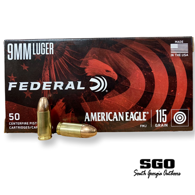 FEDERAL AMERICAN EAGLE 9MM LUGER 115 GR FMJ 50 ROUND BOX