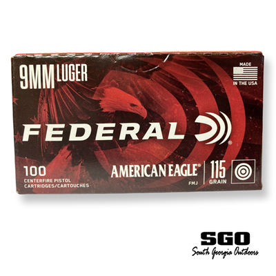 FEDERAL AMERICAN EAGLE 9MM LUGER 115 GR FMJ 100 ROUND BOX