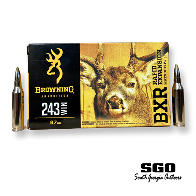 BROWNING 243 WIN BXR RAPID EXPANSION 97 GR. MATRIX TIP 3100 FPS NICKEL PLATED BRASS CASING 20 ROUND BOX