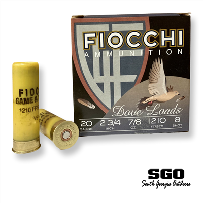 FIOCCHI GAME & TARGET 20 GAUGE 2 3/4'' 7/8OZ LEAD #8 SHOT 1210FPS 25 ROUND BOX