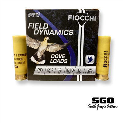 FIOCCHI GAME & TARGET 20 GAUGE 2 3/4'' 7/8OZ LEAD #8 SHOT 1210FPS 25 ROUND BOX