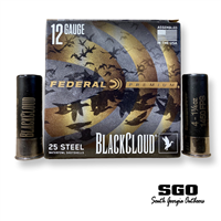 FEDERAL PREMIUM BLACKCLOUD 12 GA. 3'' 1450 FPS 1 1/4 OZ. # 4 STEEL SHOT WATERFOWL 25 ROUND BOX
