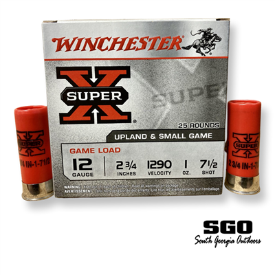 WINCHESTER SUPER-X UPLAND & SMALL GAME 12 GA. 2 3/4 IN. 1290 FPS 1 OZ. #7.5 SHOT 25 ROUND BOX