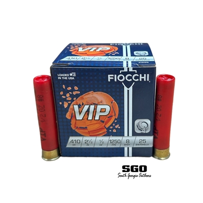 FIOCCHI VIP TARGET .410 GA. 2 1/2 IN. 1/2 OZ. 1250 FPS #8 SHOT 250 ROUND CASE