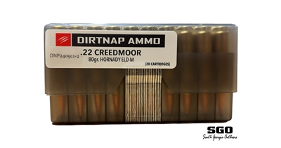 DIRTNAP AMMO BY FIERCE FIREARMS .22 CREEDMOOR 80GR HORNADY ELD-M 20 ROUNDS