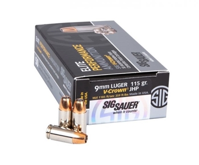 SIG SAUER V-CROWN 9MM 115 GR JHP 50 ROUNDS