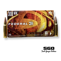 FEDERAL FUSION 308 WIN 165 GR, BONDED SOFT POINT 2700 FPS 20 ROUND BOX