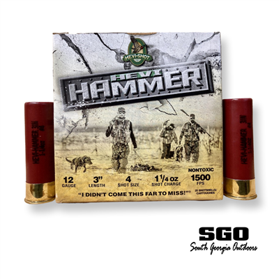 HEVI-SHOT HEVI HAMMER 12 GA. 3'' # 4 SHOT 1 1/4 OZ. 1500 FPS NONTOXIC 25 ROUND BOX