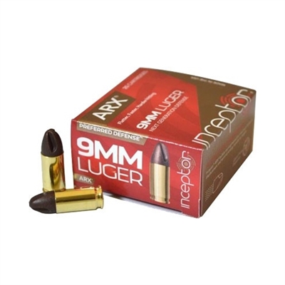 INCEPTOR 9MM LUGER 65 GR 1650 FPS PERSONAL DEFENSE 250 ROUND CASE