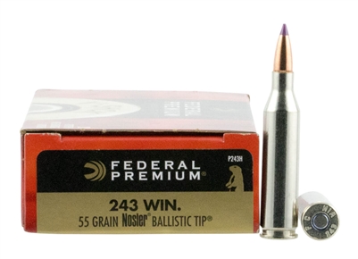 FEDERAL PREMIUM 243 WIN 55 GR NOSLER BALLISTIC TIP 20 ROUND BOX