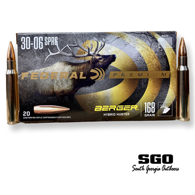 FEDERAL PREMIUM 30-06 SPRG 168 GR. BERGER HYBRID HUNTER 2800 FPS 20 ROUND BOX