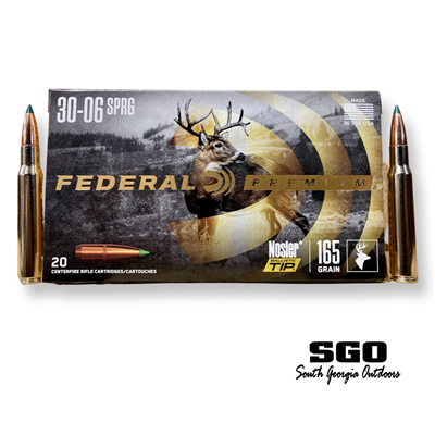 FEDERAL PREMIUM 30-06 SPRG 165 GR. NOSLER BALLISTIC TIP 2800 FPS 20 ROUND BOX