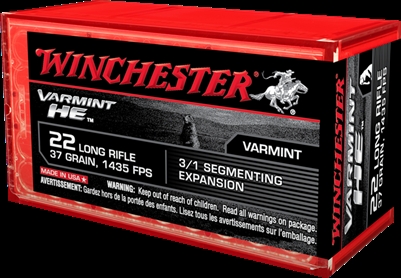 WINCHESTER 22LR VARMINT HE 37 GR SEGMENTED 50 RND BOX