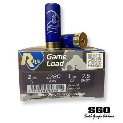 RIO GAME LOAD 12 GAUGE 2 3/4'' 1280 FPS 1 1/8 OZ. #7.5 SHOT 250 ROUND CASE