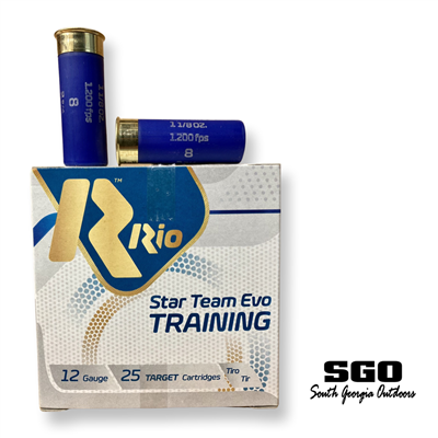 RIO STAR TEAM EVO TRAINING 12 GAUGE 2 3/4'' 1200 FPS 1 1/8 OZ. #8 SHOT 250 ROUND CASE