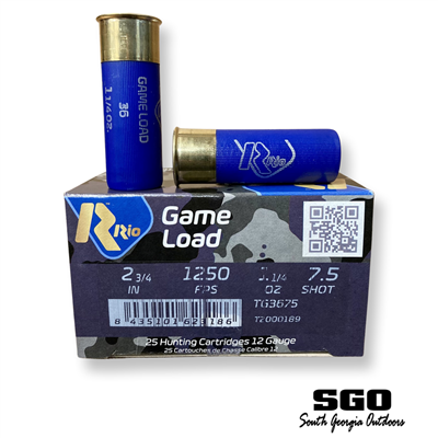 RIO GAME LOAD 12 GAUGE 2 3/4'' 1250 FPS 1 1/4 OZ. #7.5 SHOT 250 ROUND CASE