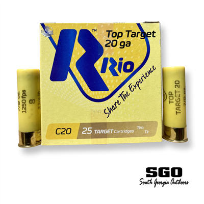 RIO TOP TARGET 20 GA.  2  3/4'' 1250 FPS 7/8 OZ. # 8 SHOT 250 ROUND CASE