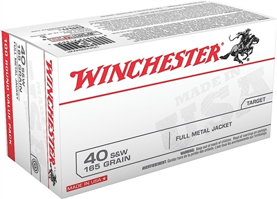 WINCHESTER 40 S&W 100 RND VALUE PACK 165GRN FMJ