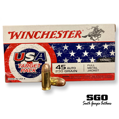 WINCHESTER USA TARGET PACK 45ACP AUTO 230 GR FMJ 50 ROUNDS