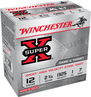 WINCHESTER XPERT SUPER X GAME & TARGET 12 GAUGE 2-3/4'' 1OZ #7 STEEL SHOT 250 ROUNDS