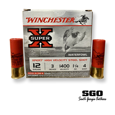 WINCHESTER SUPER-X XPERT HIGH VELOCITY WATERFOWL 12 GA. 3'' 1400 FPS 1 1/4 OZ. #4 STEEL SHOT 250 ROUND CASE