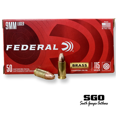 FEDERAL CHAMPION 9MM 115 GR BRASS 50 ROUND BOX FAST SHIPPING