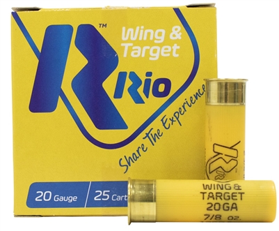 RIO 20 GAUGE WING & TARGET 2-3/4 1250 FPS 7/8OZ 8- SHOT 250 ROUNDS