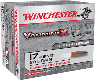 WINCHESTER VARMINT X 17 HORNET 20GR POLYMER TIPPED 20 ROUNDS